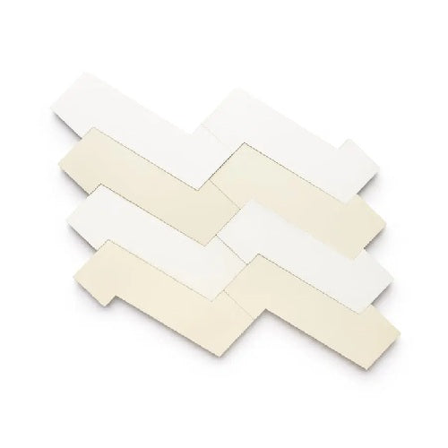 Full Tile Sample - Cement Zigzag White Bone Cement Tile - 6" x 10" x 5/8" Matte