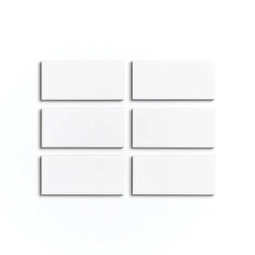Full Tile Sample - Ceramic Alabaster White Clay Tile - 2" x 4" x 3/4" Gloss
