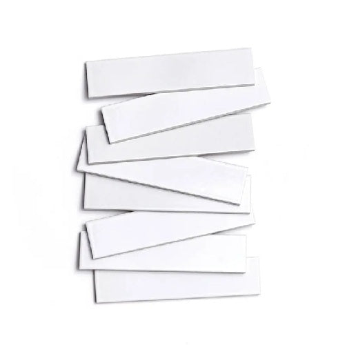 Full Tile Sample - Ceramic Alabaster White Clay Tile - 2" x 8" x 3/4" Gloss