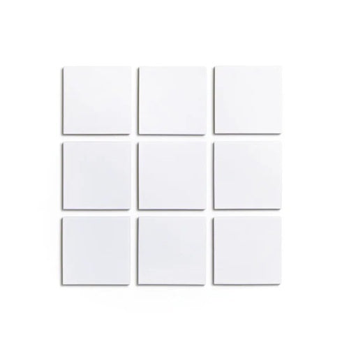 Full Tile Sample - Ceramic Alabaster White Clay Tile - 4" x 4" x 3/4" Gloss