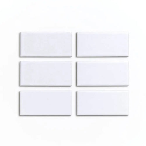 Full Tile Sample - Ceramic Alpha White Clay Tile - 2" x 4" x 3/4" Satin
