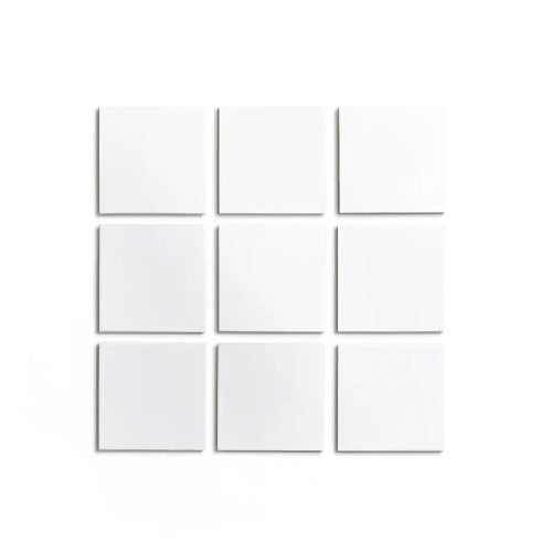 Full Tile Sample - Ceramic Alpha White Clay Tile - 4" x 4" x 3/4" Satin
