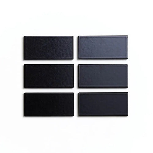 Full Tile Sample - Ceramic Cosmic Black Clay Tile - 2" x 4" x 3/4" Satin