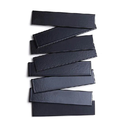 Full Tile Sample - Ceramic Cosmic Black Clay Tile - 2" x 8" x 3/4" Satin