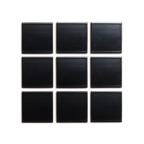 Full Tile Sample - Ceramic Cosmic Black Clay Tile - 4" x 4" x 3/4" Satin