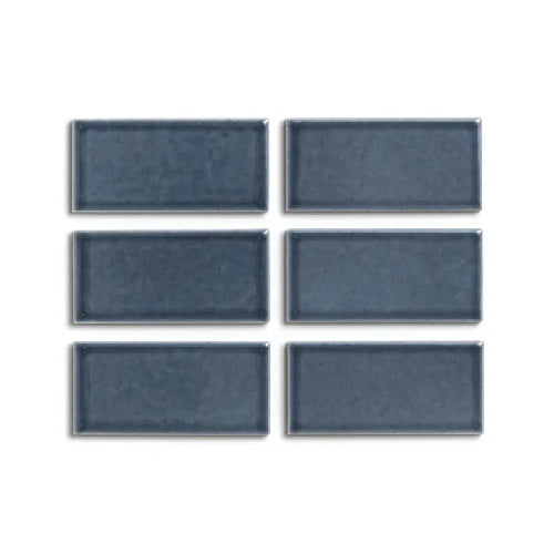 Full Tile Sample - Ceramic Ethereal Blue Clay Tile - 2" x 4" x 3/4" Gloss