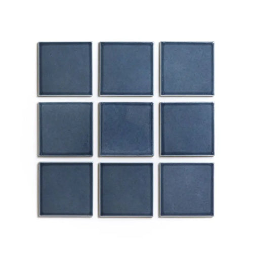 Full Tile Sample - Ceramic Ethereal Blue Clay Tile - 4" x 4" x 3/4" Gloss
