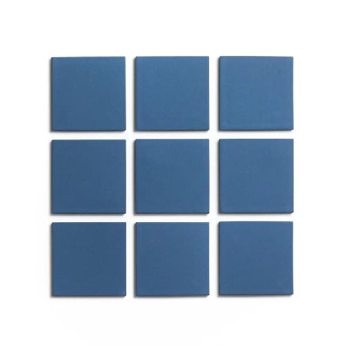 Full Tile Sample - Ceramic Iconic Blue Clay Tile - 4" x 4" x 3/4" Matte
