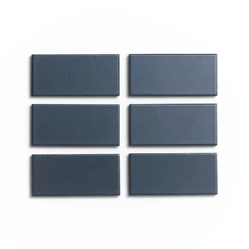 Full Tile Sample - Ceramic Pacific Blue Clay Tile - 2" x 4" x 3/4" Satin
