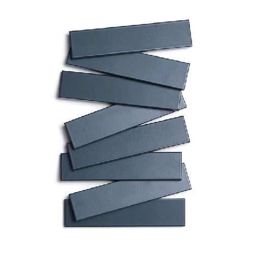 Full Tile Sample - Ceramic Pacific Blue Clay Tile - 2" x 8" x 3/4" Satin