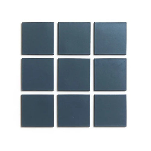 Full Tile Sample - Ceramic Pacific Blue Clay Tile - 4" x 4" x 3/4" Satin