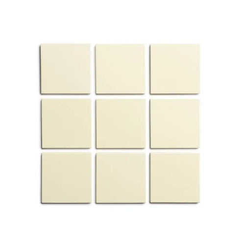 Full Tile Sample - Ceramic Pale Ochre Clay Tile - 4" x 4" x 3/4" Gloss