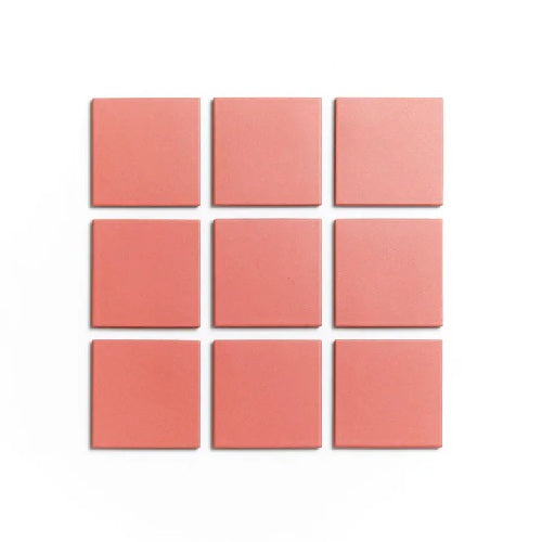 Full Tile Sample - Ceramic Pink Dahlia Clay Tile - 4" x 4" x 3/4" Matte