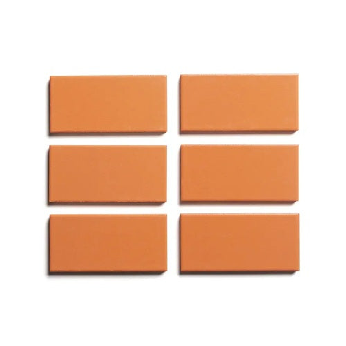 Full Tile Sample - Ceramic Tangelo Clay Tile - 2" x 4" x 3/4" Gloss