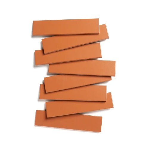Full Tile Sample - Ceramic Tangelo Clay Tile - 2" x 8" x 3/4" Gloss