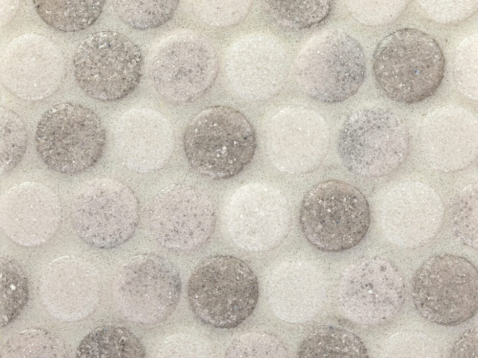 Full Sheet Sample - Liquid Drops Fresh Water Pearl Penny Round Glass Mosaic - 12" x 12" x 7 MM Frosted