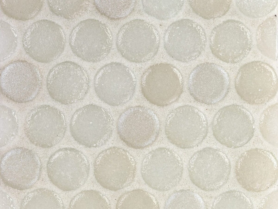 Full Sheet Sample - Liquid Drops Glacier Penny Round Glass Mosaic - 12" x 12" x 7 MM Frosted