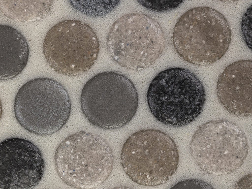 Full Sheet Sample - Liquid Drops Southern Lakes Penny Round Glass Mosaic - 12" x 12" x 7 MM Frosted