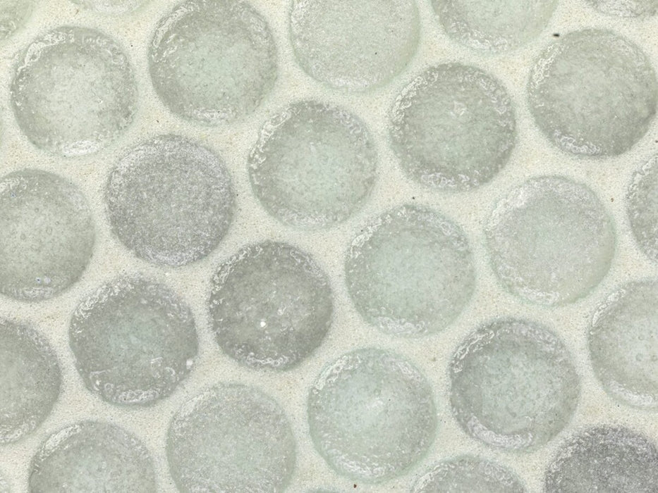 Full Sheet Sample - Liquid Drops Torrent Penny Round Glass Mosaic - 12" x 12" x 7 MM Frosted