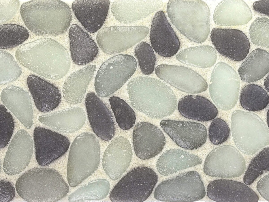 Full Sheet Sample - Liquid Rocks Moonstone Pebble Glass Mosaic - 10.8" x 10.8" x 7 MM Frosted