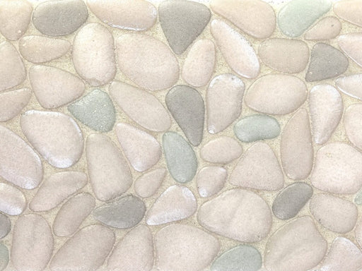 Full Sheet Sample - Liquid Rocks Riviera Shores Pebble Glass Mosaic - 10.8" x 10.8" x 7 MM Frosted