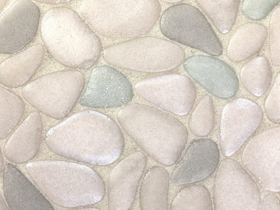 Full Sheet Sample - Liquid Rocks Pebble beach Pebble Glass Mosaic - 10.8" x 10.8" x 7 MM Frosted