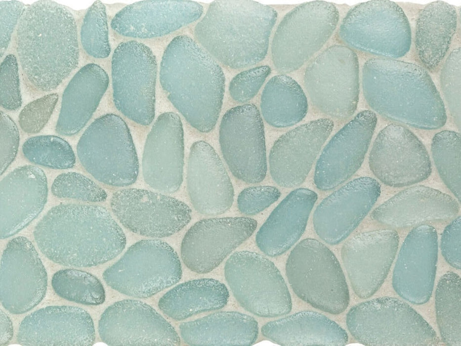 Full Sheet Sample - Liquid Rocks Aqua Blue Pebble Glass Mosaic - 10.8" x 10.8" x 7 MM Frosted