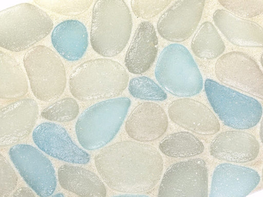 Full Sheet Sample - Liquid Rocks Clearwater Pebble Glass Mosaic - 10.8" x 10.8" x 7 MM Frosted