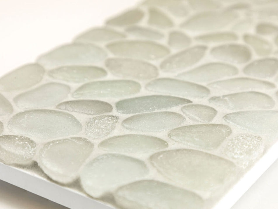 CeramicaEtc Liquid Rocks Glacier White Frosted Glass Mosaic — Stone ...