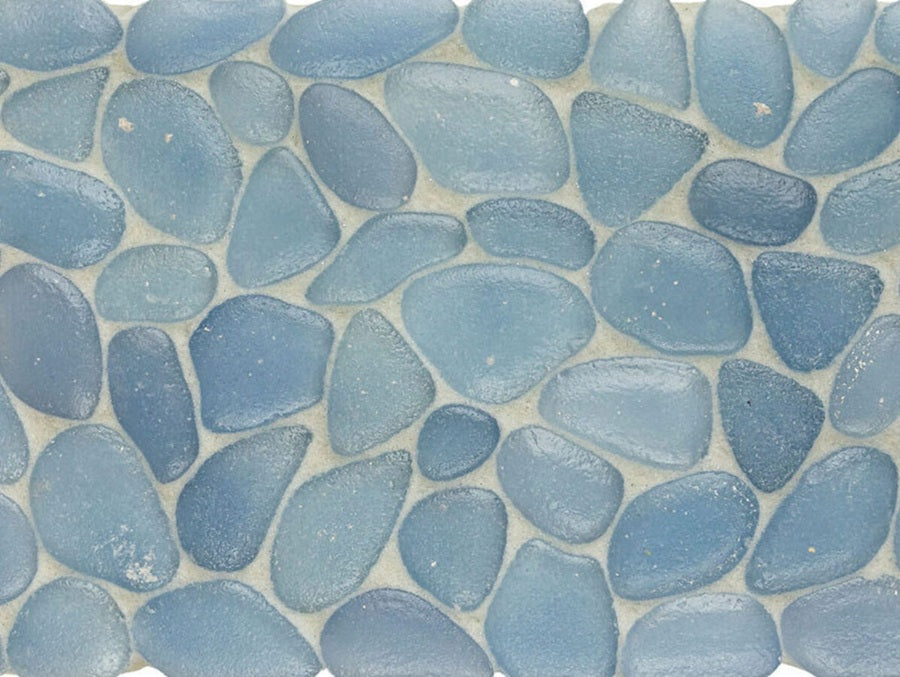 Full Sheet Sample - Liquid Rocks Miami Shores Pebble Glass Mosaic - 10.8" x 10.8" x 7 MM Frosted