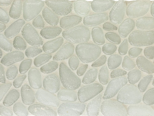 Full Sheet Sample - Liquid Rocks Oysters Silver Pebble Glass Mosaic - 10.8" x 10.8" x 7 MM Frosted