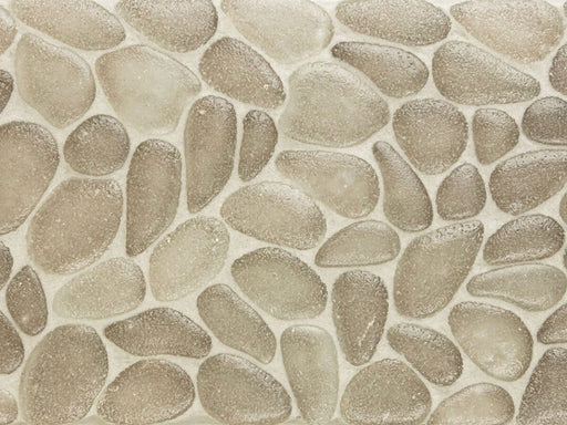 Full Sheet Sample - Liquid Rocks River Brown Pebble Glass Mosaic - 10.8" x 10.8" x 7 MM Frosted