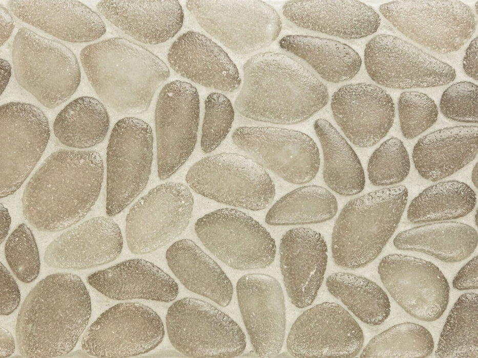 Full Sheet Sample - Liquid Rocks River Brown Pebble Glass Mosaic - 10.8" x 10.8" x 7 MM Frosted