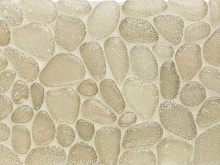 Full Sheet Sample - Liquid Rocks Sandy Beige Pebble Glass Mosaic - 10.8" x 10.8" x 7 MM Frosted