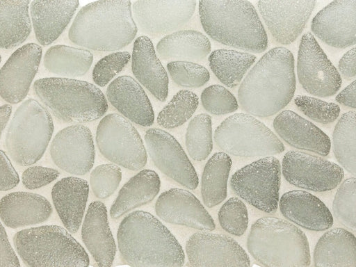 Full Sheet Sample - Liquid Rocks Torrent Grey Pebble Glass Mosaic - 10.8" x 10.8" x 7 MM Frosted