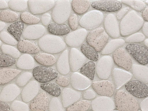Full Sheet Sample - Liquid Rocks Fresh Water Pearl Pebble Glass Mosaic - 10.8" x 10.8" x 7 MM Frosted