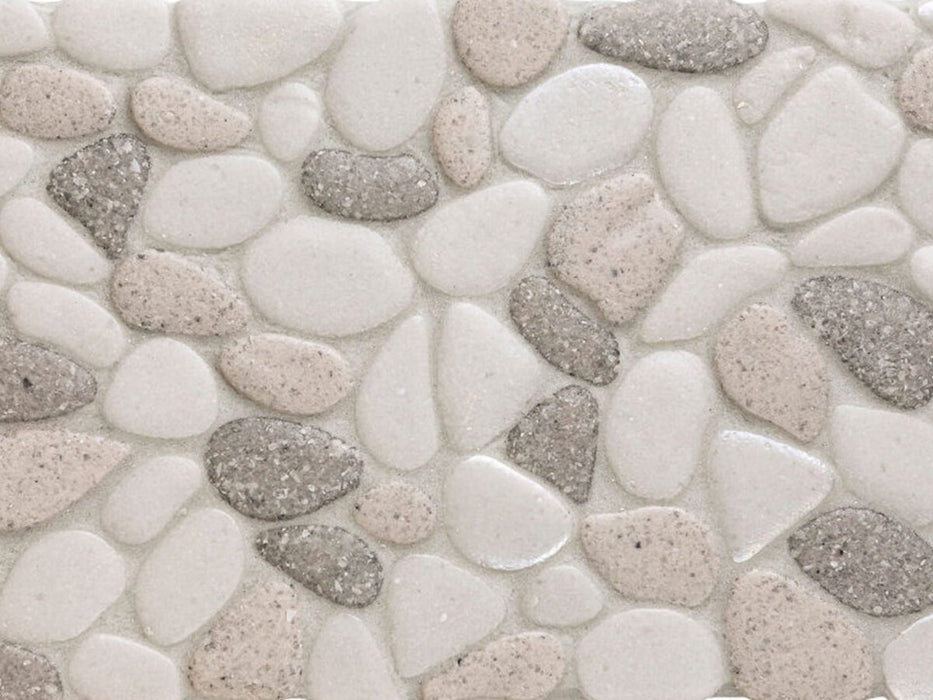 Full Sheet Sample - Liquid Rocks Fresh Water Pearl Pebble Glass Mosaic - 10.8" x 10.8" x 7 MM Frosted