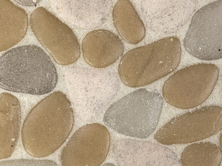Full Sheet Sample - Liquid Rocks Sandstone Pebble Glass Mosaic - 10.8" x 10.8" x 7 MM Frosted