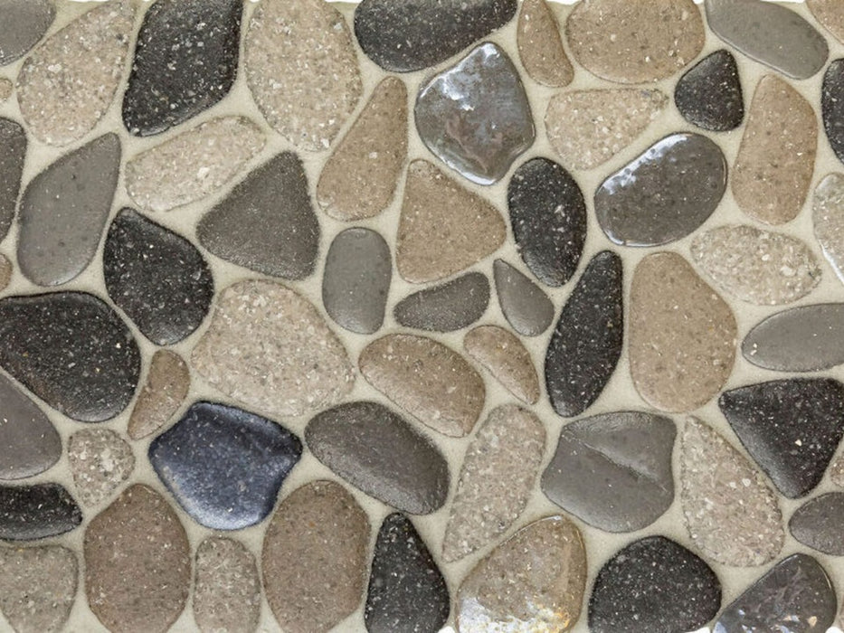 Full Sheet Sample - Liquid Rocks Southern Lakes Pebble Glass Mosaic - 10.8" x 10.8" x 7 MM Frosted