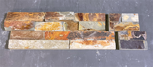 China Multi Color  Slate Ledgestone Corner - 6" x 6" & 6" x 18" Natural Cleft Face, Gauged Back