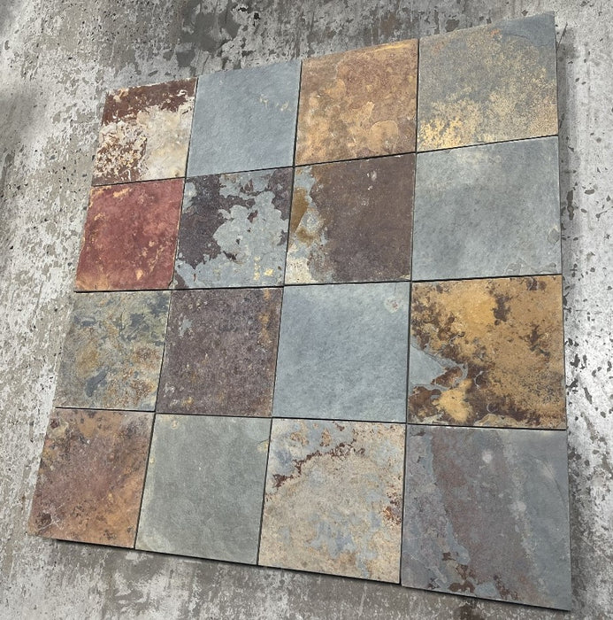 China Multi Color Slate Natural Cleft Tile - 12" x 12" x 1/2" - 3/4" 2