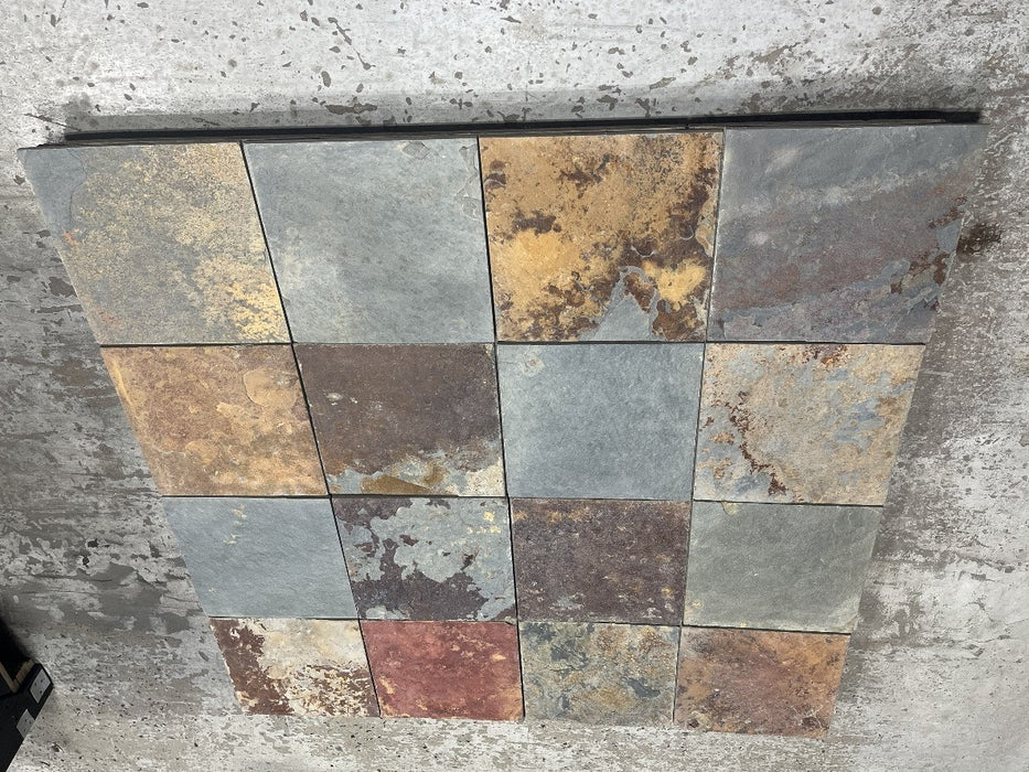 China Multi Color Slate Natural Cleft Tile - 12" x 12" x 1/2" - 3/4" 3