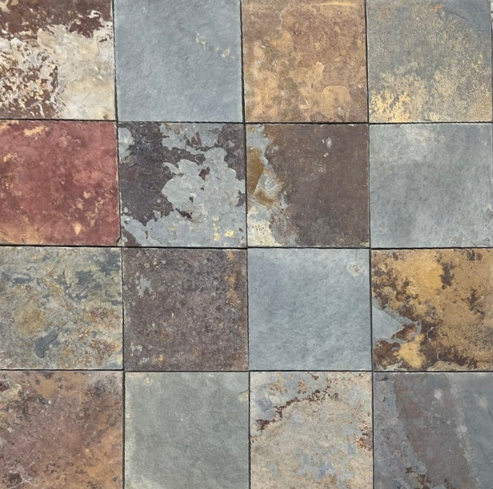 China Multi Color Slate Natural Cleft Tile - 12" x 12" x 1/2" - 3/4"