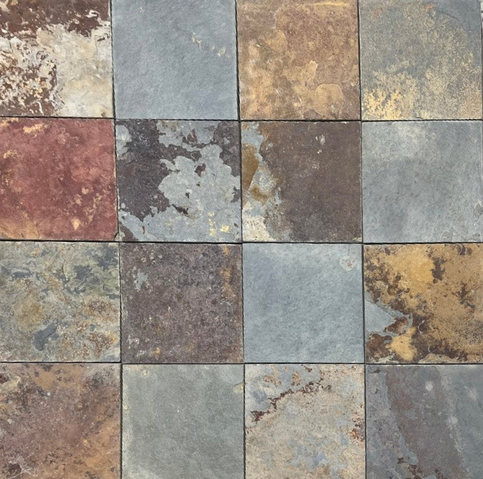 Full Tile Sample - China Multi Color Slate Tile - 12" x 12" x 1/2" - 3/4" Natural Cleft