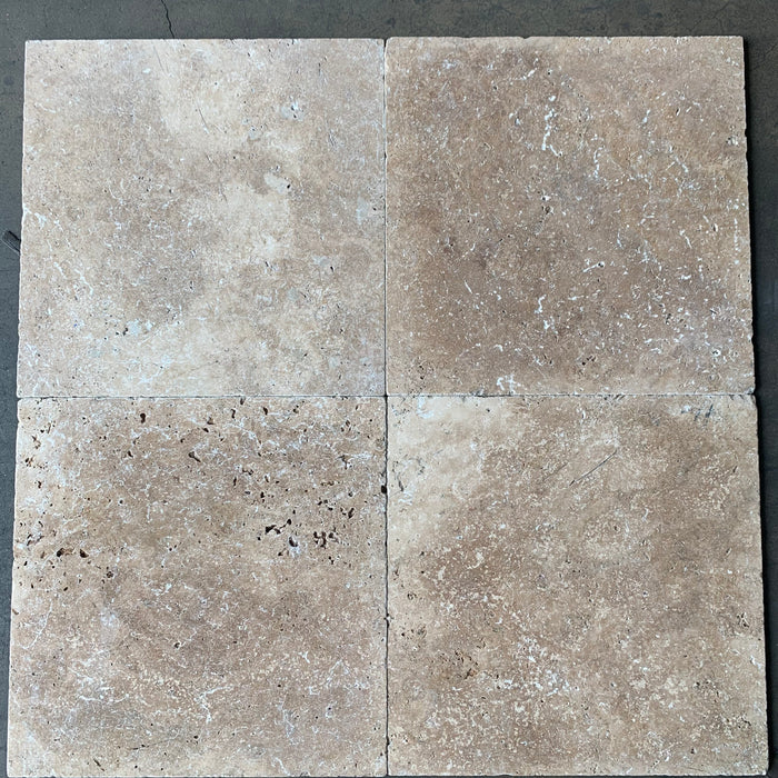 Chocolate (Noche) Travertine Tile - 18" x 18" x 1/2" Tumbled