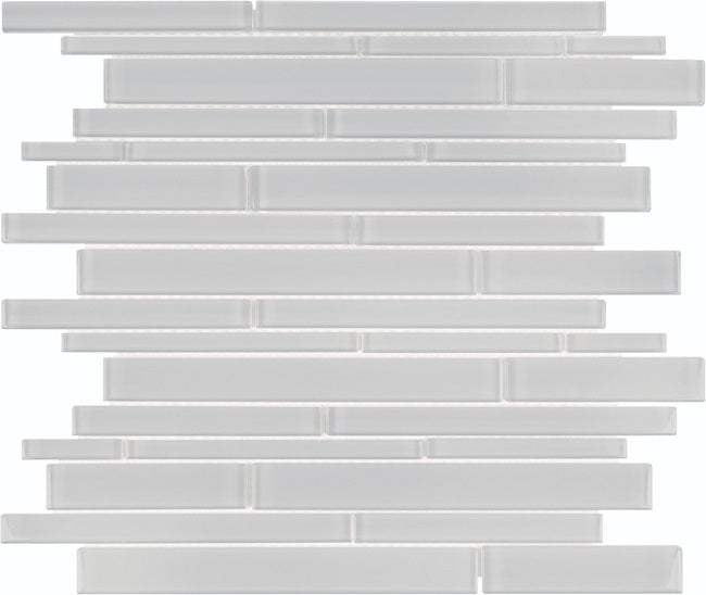 Full Sheet Sample - Aquatica Element Cloud Random Linear Glass Mosaic - 11.75" x 11.75" Glossy