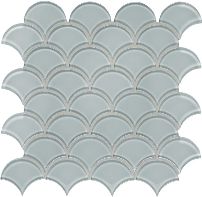 Full Sheet Sample - Aquatica Element Cloud Scallop Glass Mosaic - 11.75" x 11.75" Glossy