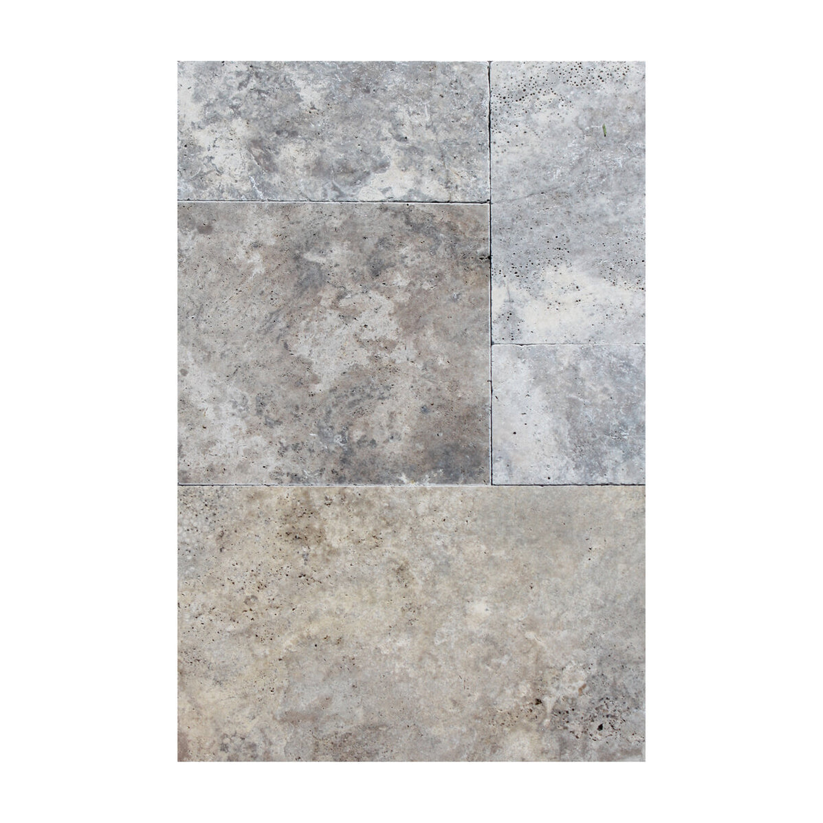 Coastal Silver Tumbled Travertine French Paver Versailles Pattern ...