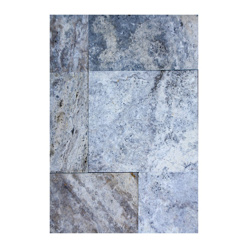 Coastal Travertine Silver French Paver Versailles Pattern Tumbled 1