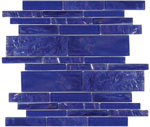 Aquatica Treasure Cobaltstone Glass Mosaic - Random Linear